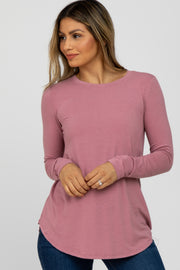 Mauve Basic Long Sleeve Top