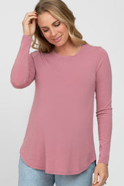 Mauve Basic Long Sleeve Maternity Top