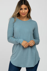 Blue Basic Long Sleeve Top