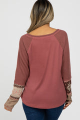 Mauve Thermal Snowflake Sleeve Top