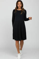 Black Knit Basic Maternity Dress