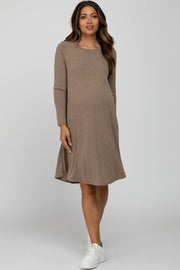 Taupe Knit Basic Maternity Dress