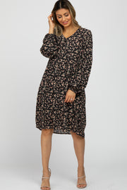 Black Floral Long Sleeve Dress