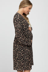 Black Floral Long Sleeve Maternity Dress