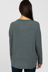 Teal Waffle Knit Round Hem Top