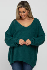 Teal V-Neck Soft Maternity Sweater