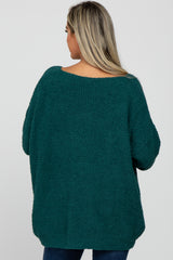 Teal V-Neck Soft Maternity Sweater