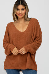 Camel V-Neck Soft Sweater