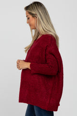 Burgundy Boat Neck Dolman Sleeve Maternity Sweater