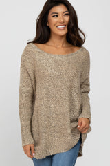 Taupe Boat Neck Dolman Sleeve Maternity Sweater