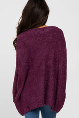 Purple Boat Neck Dolman Sleeve Sweater