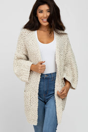 Beige Soft Popcorn Knit Cardigan