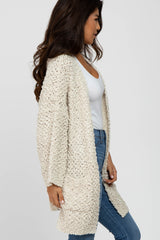 Beige Soft Popcorn Knit Cardigan