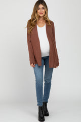 Rust Brushed Knit Maternity Cardigan