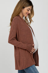 Rust Brushed Knit Maternity Cardigan