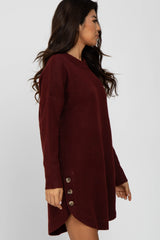 Burgundy Button Accent Sweater Dress