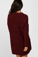 Burgundy Button Accent Sweater Dress