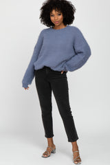 Blue Fuzzy Chunky Knit Sweater