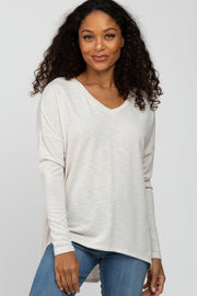 Ivory Heathered Hi-Low Long Sleeve Top