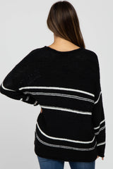 Black Striped Knit Maternity Sweater