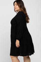 Black Mock Neck Tiered Plus Dress