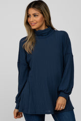 Navy Knit Long Sleeve Turtleneck Maternity Top