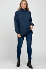 Navy Knit Long Sleeve Turtleneck Maternity Top