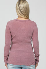 Mauve Button Up Maternity Long Sleeve Top