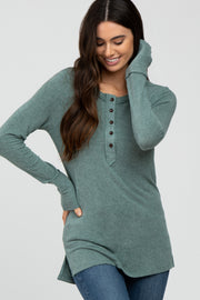 Green Button Up Long Sleeve Top