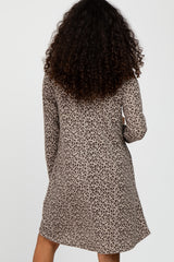 Taupe Animal Print Mock Neck Dress