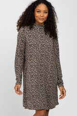 Mocha Animal Print Mock Neck Dress