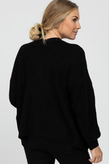 Black Knit Button Front Maternity Cardigan