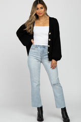 Black Knit Button Front Cardigan