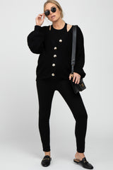 Black Knit Button Front Maternity Cardigan