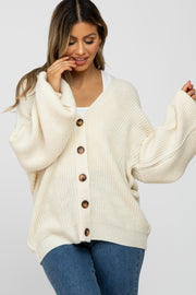 Ivory Knit Button Front Cardigan