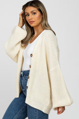 Ivory Knit Button Front Cardigan