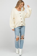 Ivory Knit Button Front Maternity Cardigan