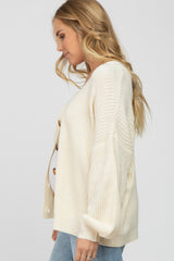 Ivory Knit Button Front Maternity Cardigan