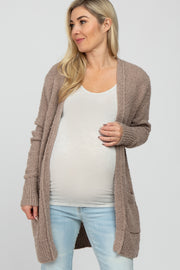 Taupe Popcorn Knit Maternity Cardigan