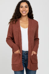 Mauve Popcorn Knit Cardigan