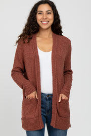 Mauve Popcorn Knit Cardigan