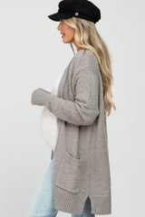 Grey Popcorn Knit Maternity Cardigan