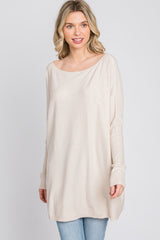 Beige Soft Knit Boatneck Dolman Sleeve Sweater