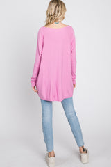 Pink Soft Knit Boatneck Dolman Sleeve Sweater