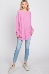 Pink Soft Knit Boatneck Dolman Sleeve Sweater