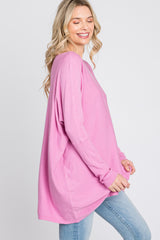 Pink Soft Knit Boatneck Dolman Sleeve Sweater