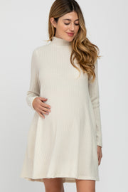 Ivory Brushed Mock Neck Maternity Dress