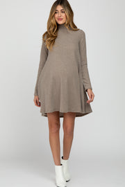 Light Mocha Brushed Mock Neck Maternity Dress