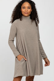 Light Mocha Brushed Mock Neck Dress