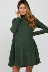 Olive Brushed Mock Neck Maternity Dress